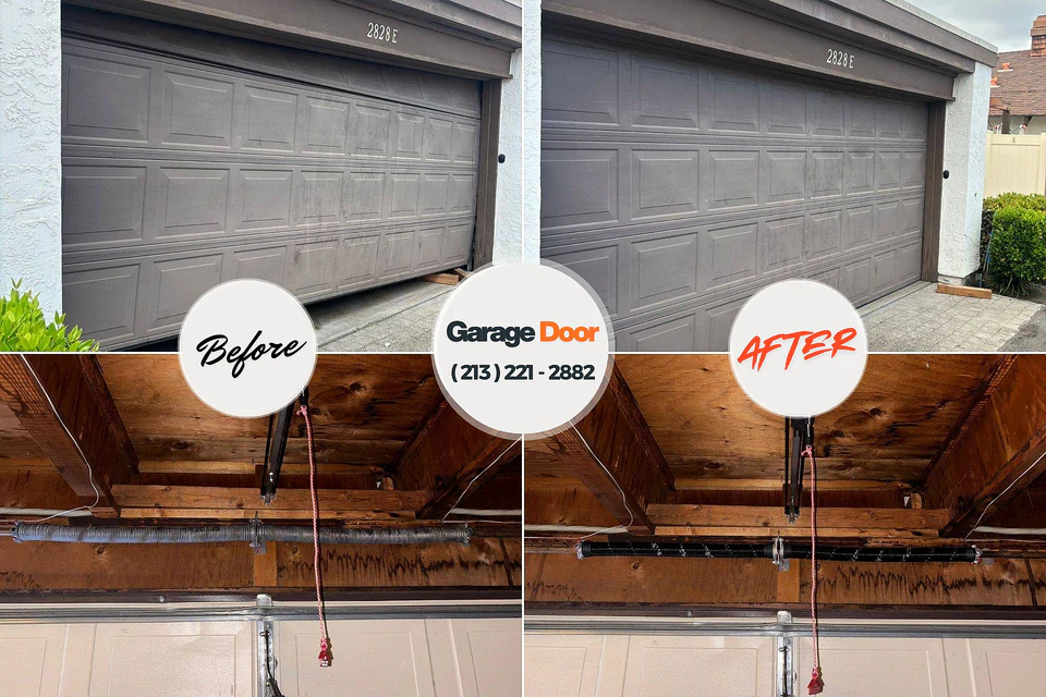 Before and after: garage door repair Valley Mills, TX